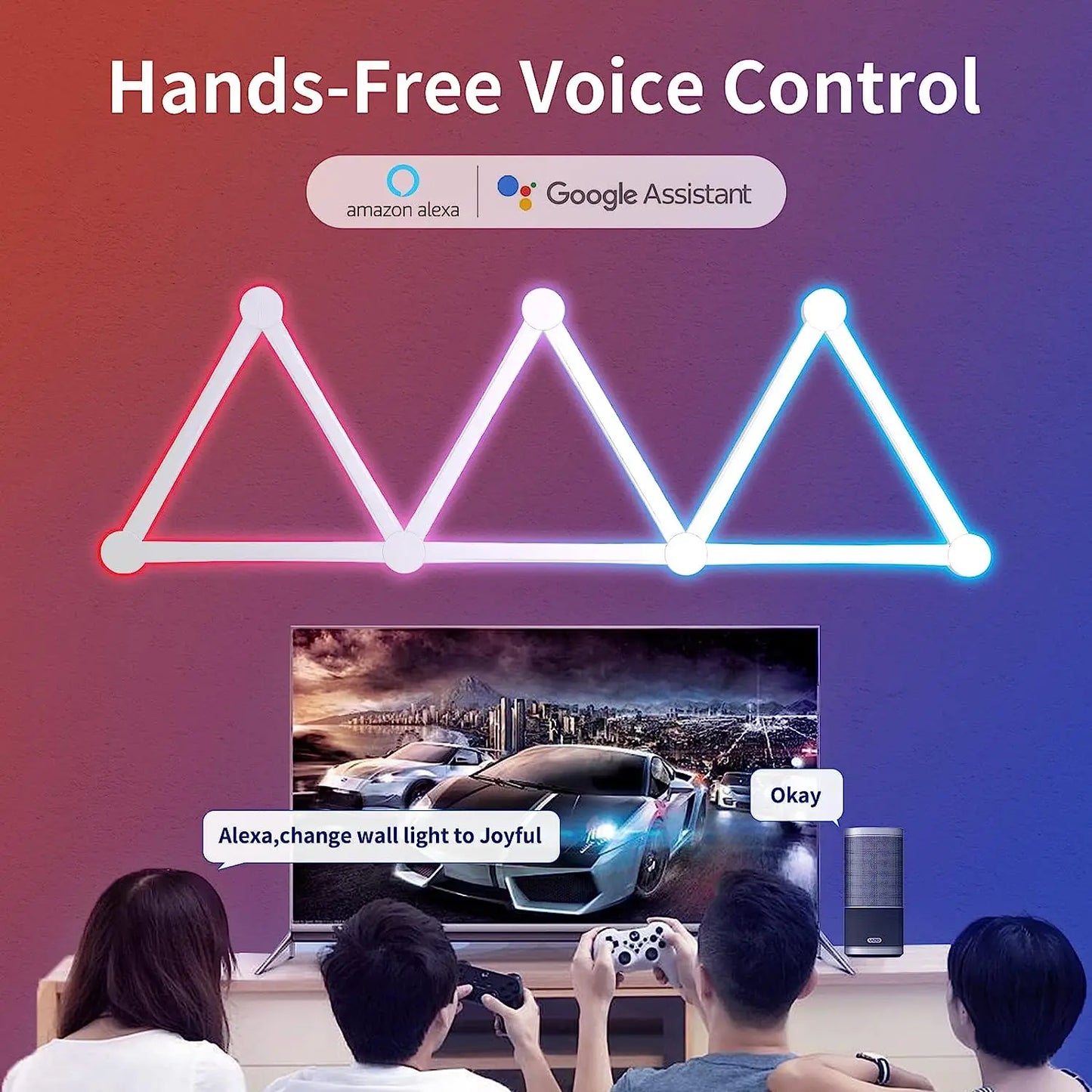 LED Smart Wifi Wall Lamp RGBIC Light Bar DIY Atmosphere Night Light APP Music Rhythm TV Backlight Bedroom Game Room Decoration - VortexLogic.store