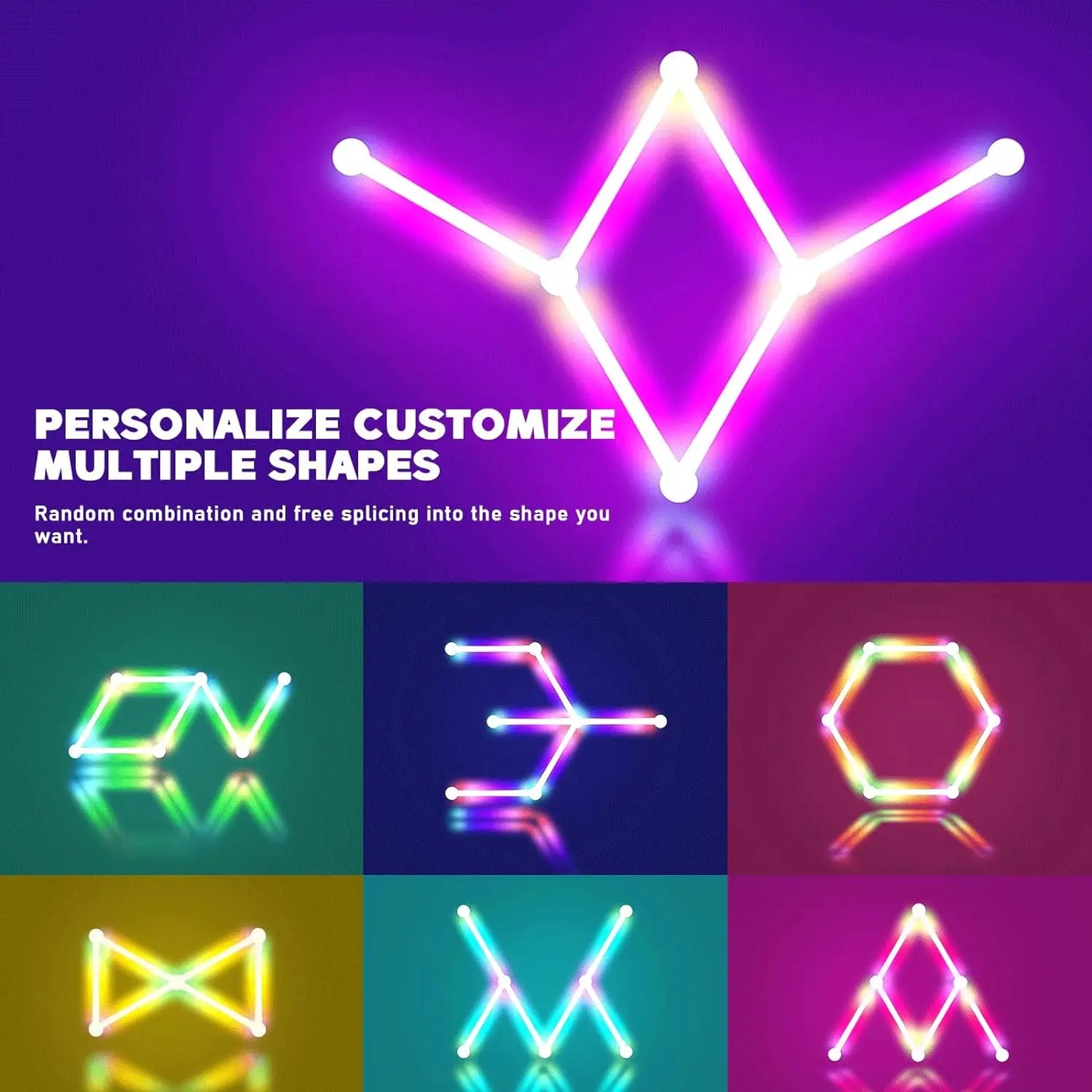 LED Smart Wifi Wall Lamp RGBIC Light Bar DIY Atmosphere Night Light APP Music Rhythm TV Backlight Bedroom Game Room Decoration - VortexLogic.store