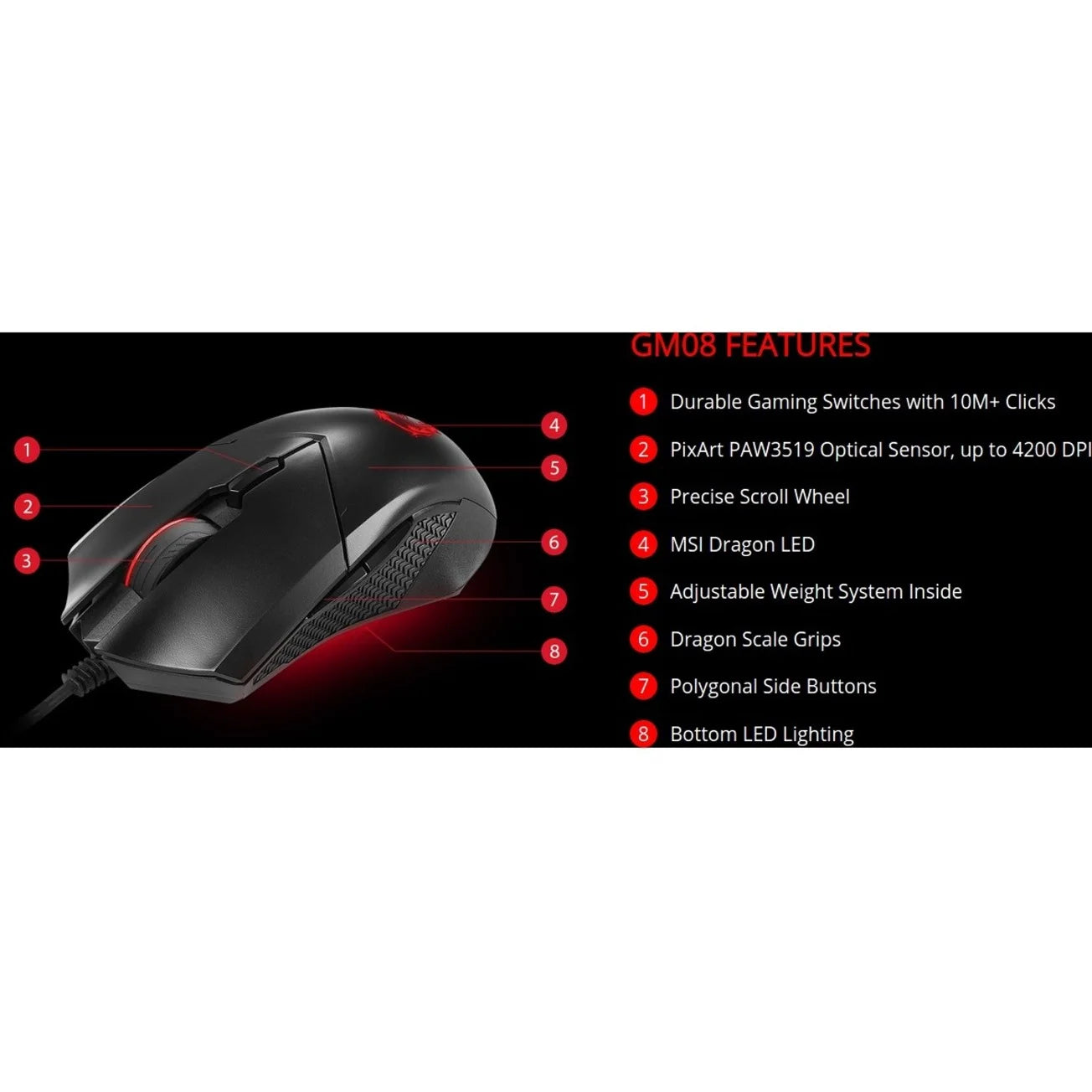 Clutch GM08 Gaming Mouse Clutchgm08 - VortexLogic.store