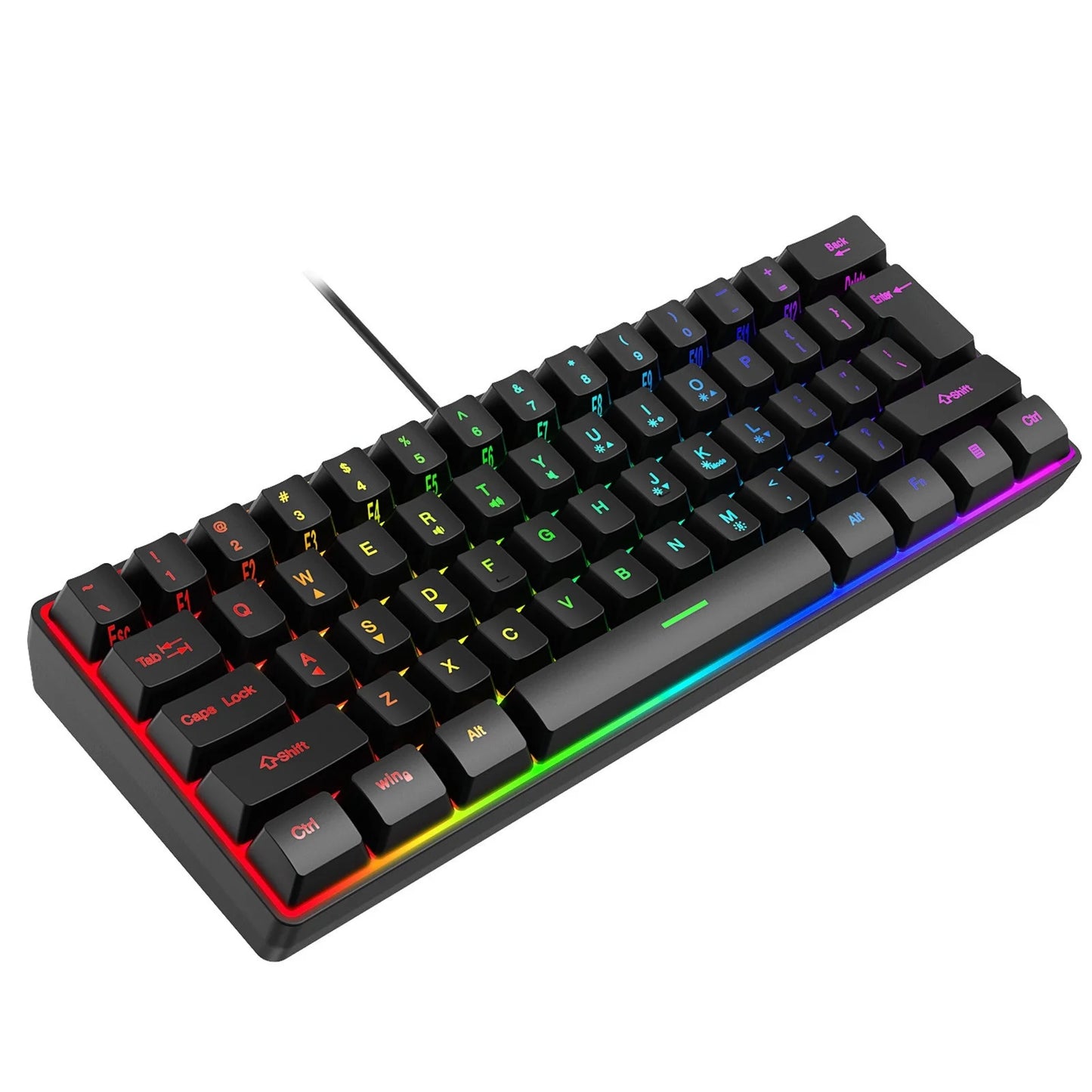 Wired 60 Mechanical Gaming Keyboard RGB Backlit Compact 61 Keys Keyboard with Blue Switches for PC RGB Backlit, Compact 66 Percent Wired Keyboard for Win/Mac PC Gamer, Easy to Carry