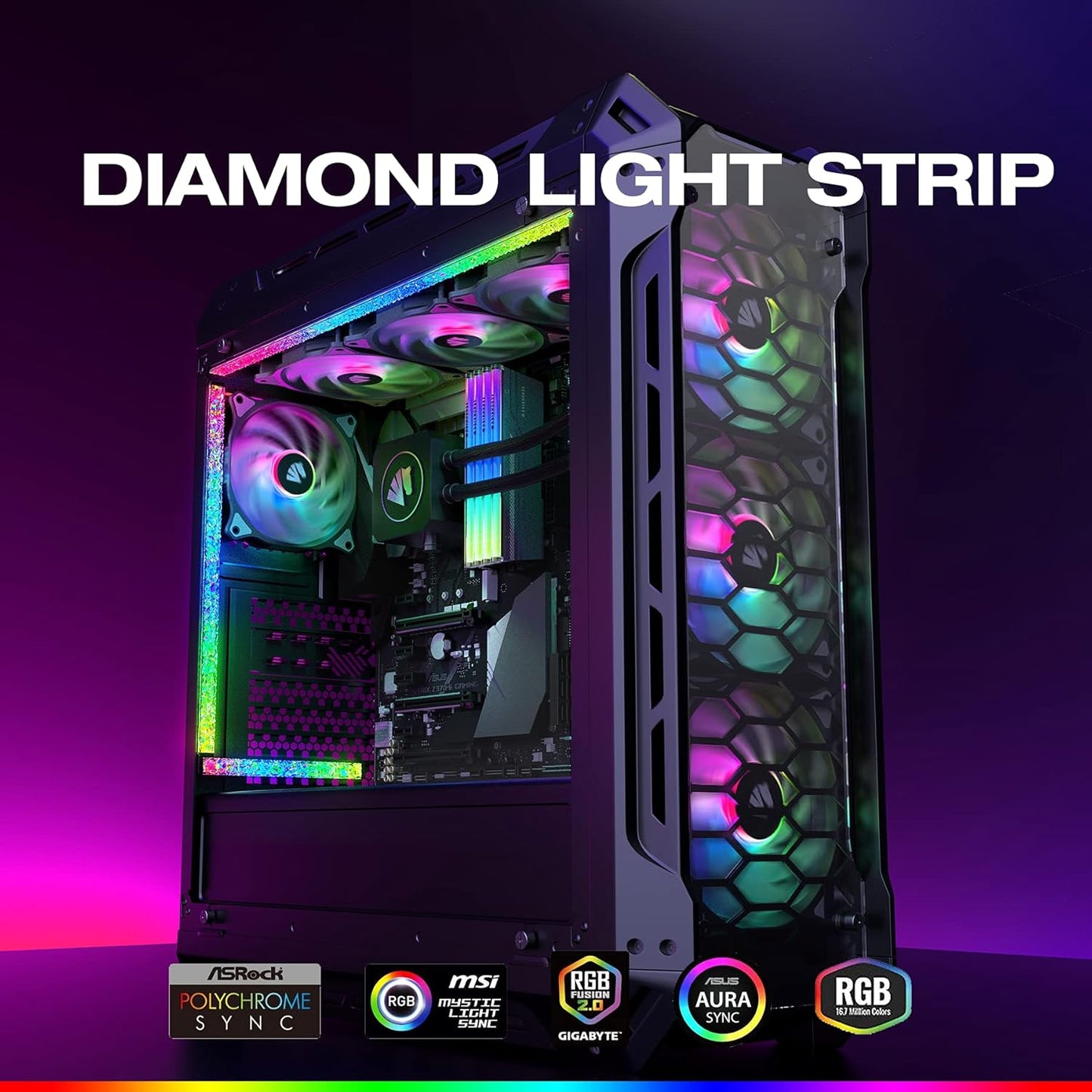 Acrylic ARGB LED Strip for PC Case with 5V 3-Pin ARGB LED and 4-Pin Header, Compatible with Aura SYNC, Gigabyte RGB Fusion, MSI Mystic Light Sync - 5.6Inches - VortexLogic.store