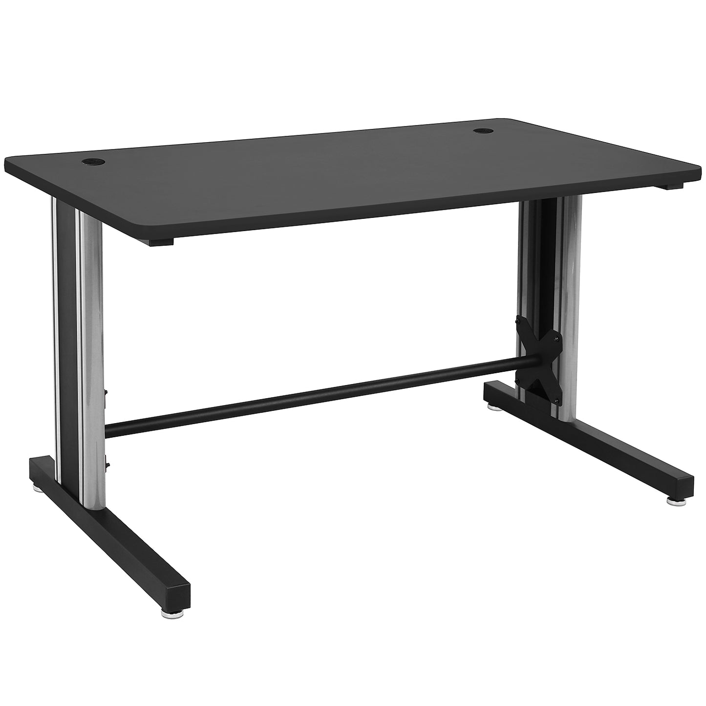 Gaming Desk, Computer Desk 25" X 58" Student PC Desk Office Desk Extra Large Modern Ergonomic Gaming Style Table Workstation - Black and Grey Frame - Black Top - by Benchpro