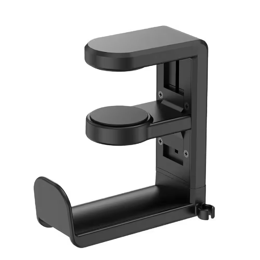 Rotating Headphone Stand Adjustable Clamp-On Holder with 360° Swivel Cable Organizer Black