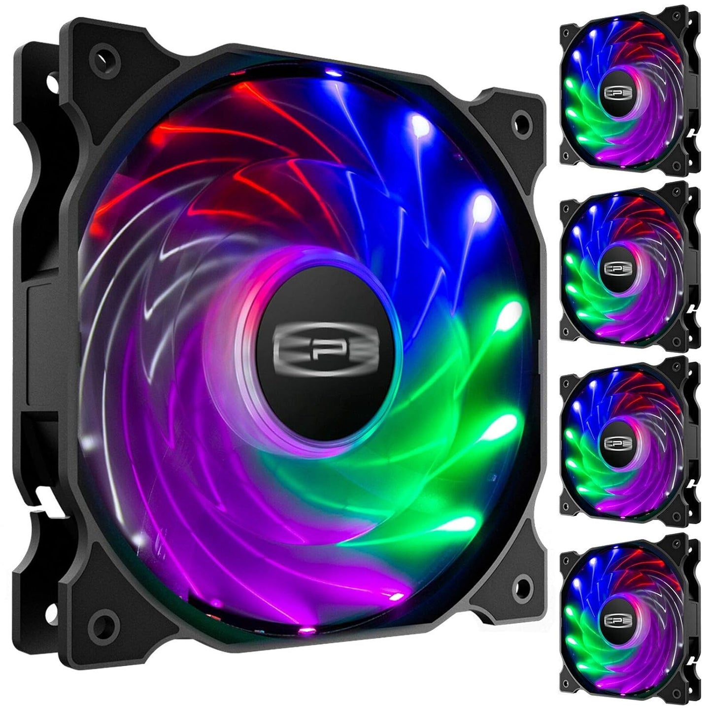 CP3 120Mm Silent Intelligent Control RGB Case Fan Adjustable Colorful High Performance Fans with Controller, 5-Pack - VortexLogic.store