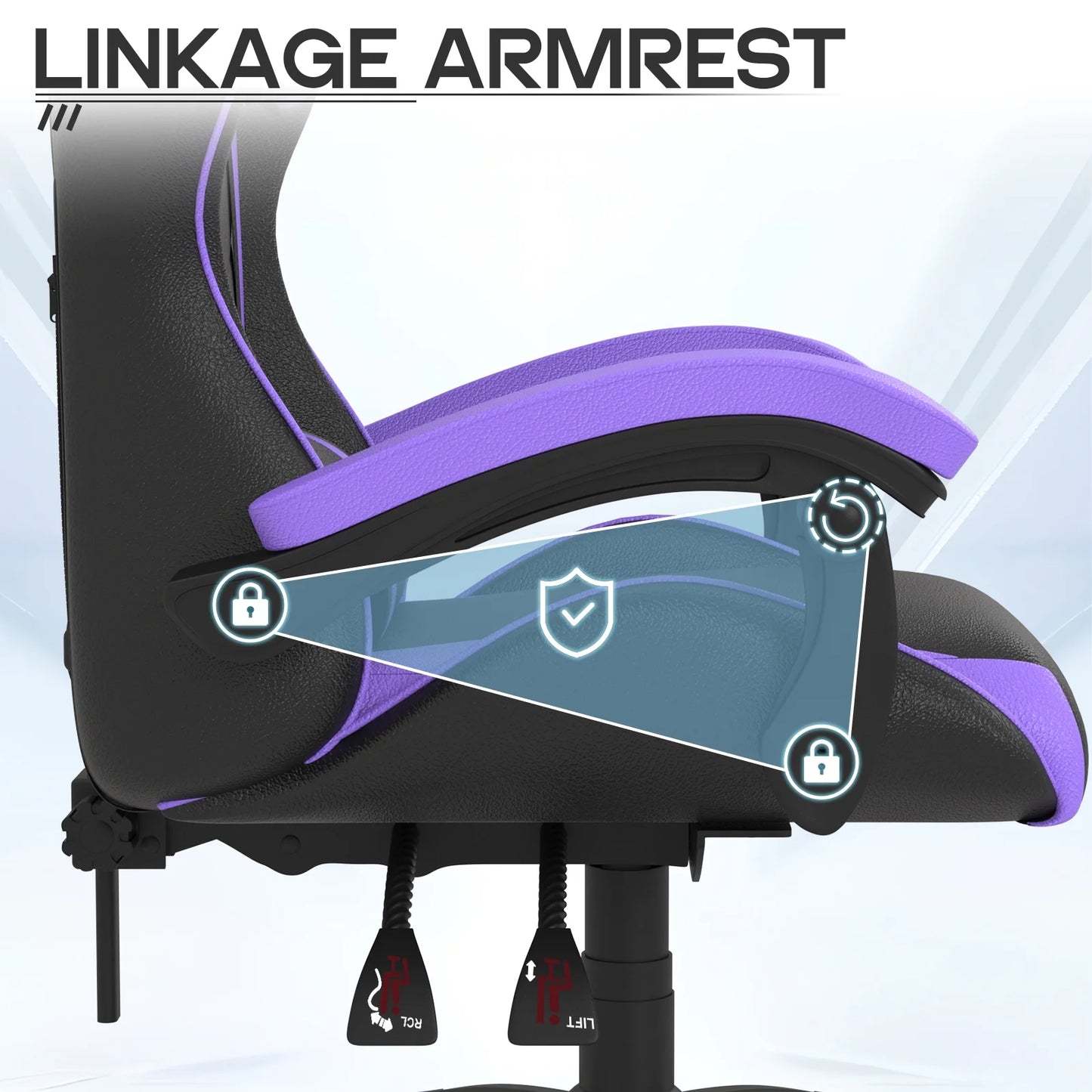 High-Back Gaming Chair Computer Racing Chair with Lumbar Support for Back Pain Women, Men (Purple)
