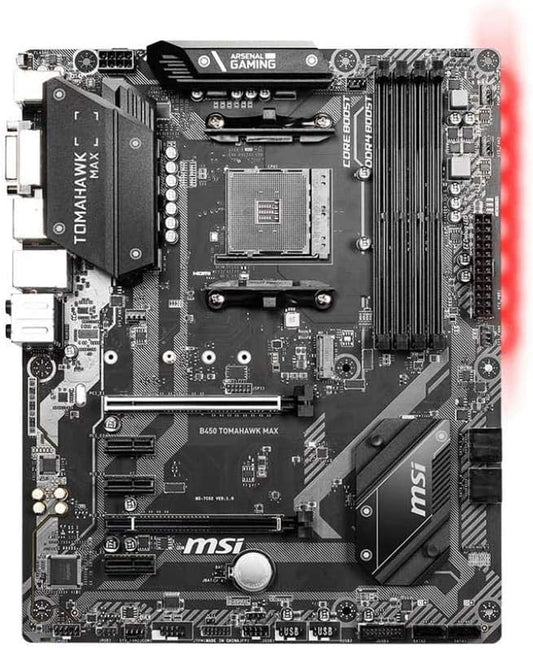 Arsenal Gaming AMD Ryzen 2ND and 3Rd Gen AM4 M.2 USB 3 DDR4 DVI HDMI Crossfire ATX Motherboard (B450 TOMAHAWK MAX II) - VortexLogic.store