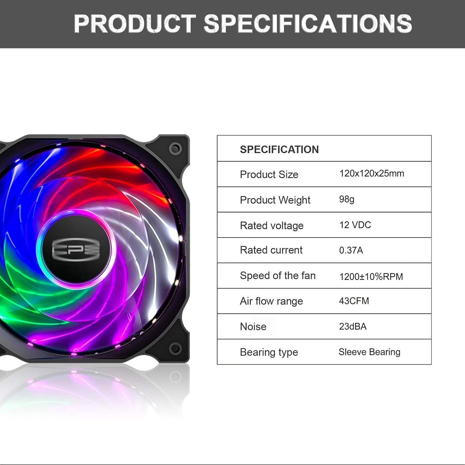 CP3 120Mm Silent Intelligent Control RGB Case Fan Adjustable Colorful High Performance Fans with Controller, 5-Pack - VortexLogic.store